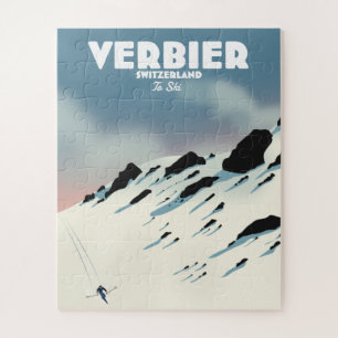 Quebra-cabeça impressão de poster de viagens de esqui de Verbie