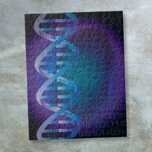 Quebra-cabeça Impressão Digital de DNA Azul Ciência Médica Políc