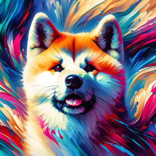 Quebra-cabeça Impressão em Acrílico do Cão Akita Inu   Colorido 