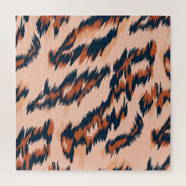 Quebra-cabeça Impressão Leopardo: Design sem costura têxtil. (Vertical)