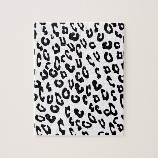 Quebra-cabeça Impressão Leopardo Preto E Branco (Vertical)