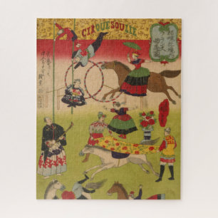 Quebra-cabeça Impressão Triptych Mostra Circo Em Yasukuni Jinja