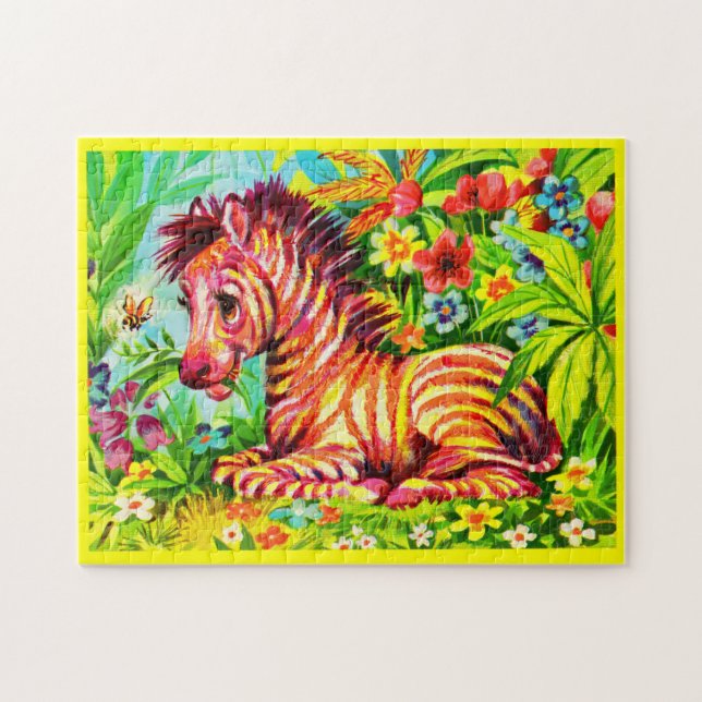 Quebra-cabeça Impressão zebra colorida dos anos 60 (Horizontal)