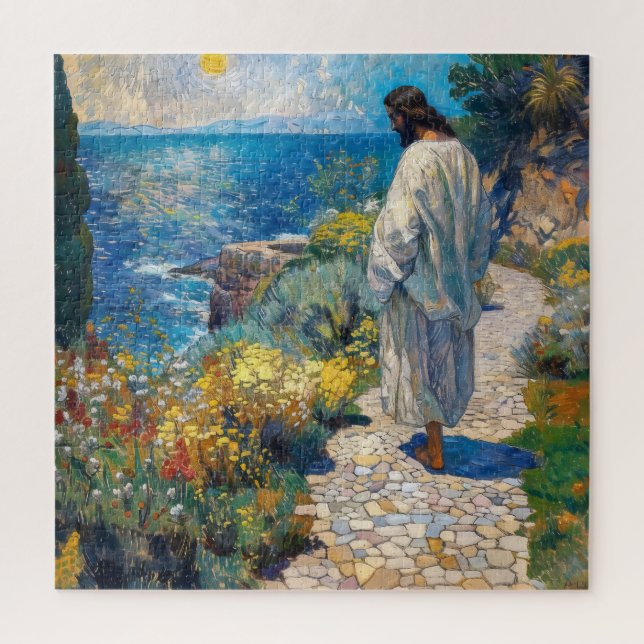 Quebra-cabeça Impressionismo de Jesus e do Mar (Vertical)