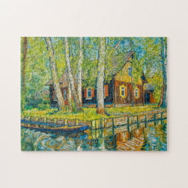Quebra-cabeça Impressionist Spreewald House by a Quiet Canal wit