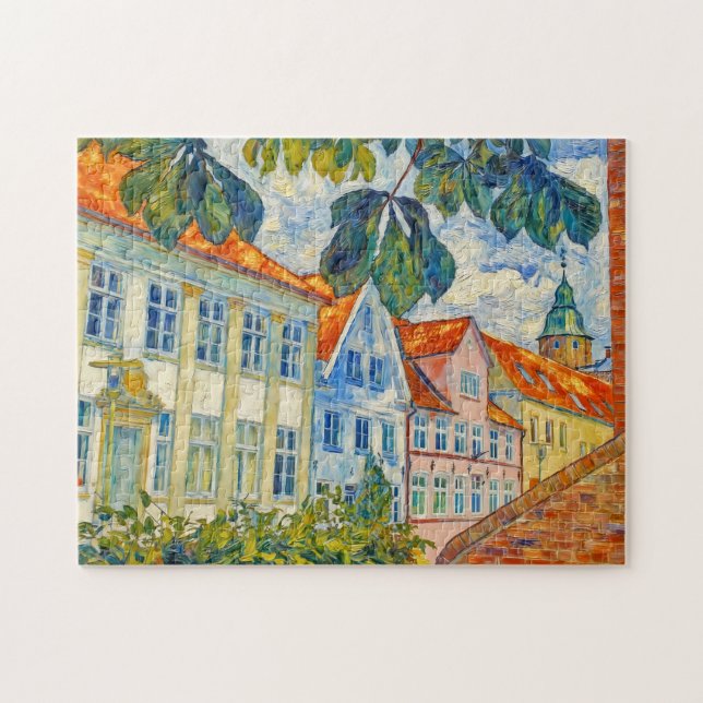 Quebra-cabeça Impressionist Town Scene in Glueckstadt with Histo (Horizontal)