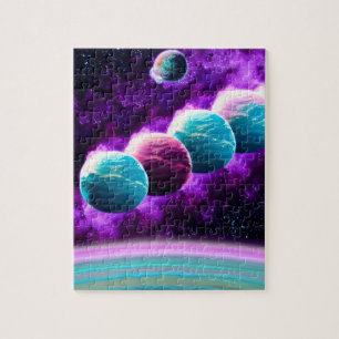 Quebra-cabeça Impressionista Espaço Universo Roxo Cósmico