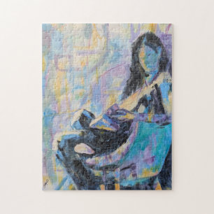 Quebra-cabeça Impressionista Mulher em Cadeira Lendo Pintura