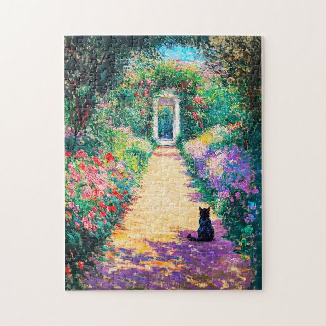 Quebra-cabeça Impressionista Pintura de Óleo de Gato em Linha Fl (Vertical)