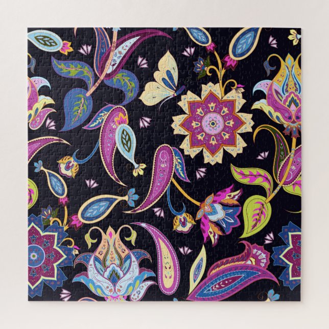 Quebra-cabeça Índia Paisley Seamless Floral Ornament (Vertical)