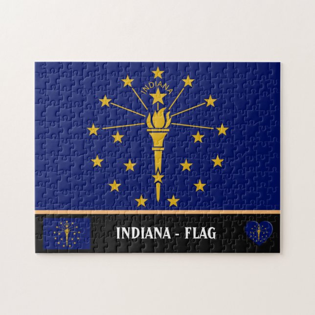 Quebra-cabeça Indiana Flag & Indiana State USA/America (Horizontal)