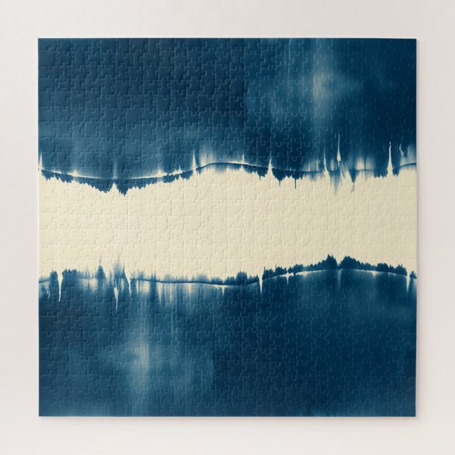 Quebra-cabeça Índigo Shibori Abstrato Moderno Horizontal (Vertical)