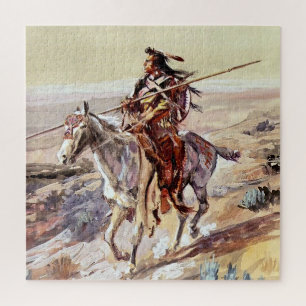 Quebra-cabeça “Índio Com Lança” Arte Cowboy por Charles Russell