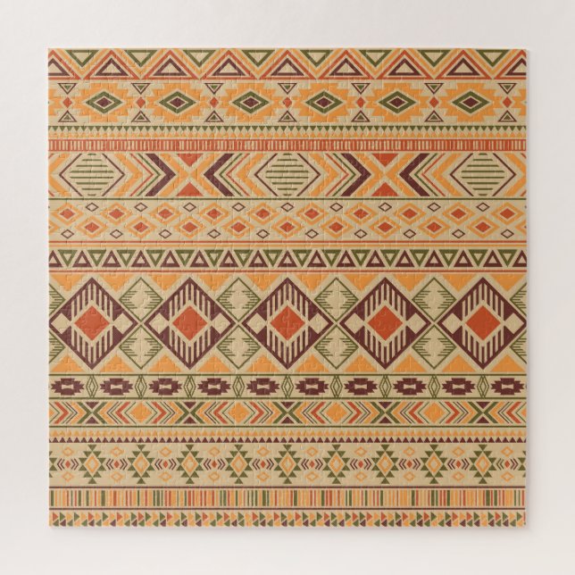 Quebra-cabeça Índio peruano: Tribal Geométrico Sem Olhos (Vertical)