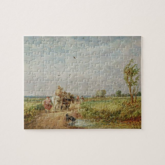 Quebra-cabeça Indo ao Hayfield, 1853 (óleo no millboard) (Horizontal)