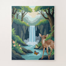 Quebra-cabeça Infantil Floresta com Cervo Fofo e C