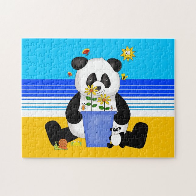 Quebra-cabeça infantil Panda na Praia (Horizontal)