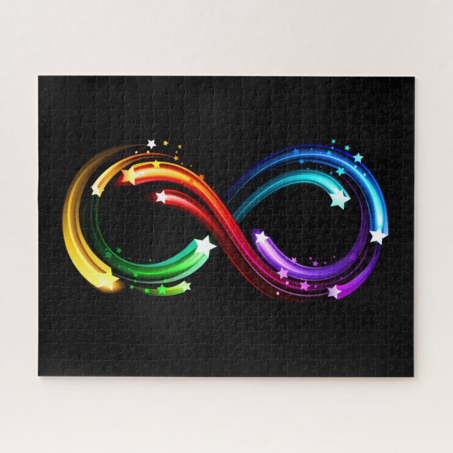 Quebra-cabeça Infinity symbol of rainbow comets (Horizontal)