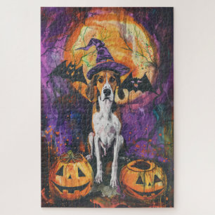 Quebra-cabeça Inglês Americano Foxhound Halloween Pumpkin