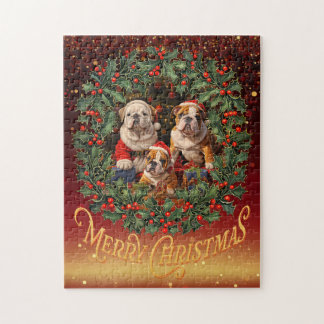 Quebra-cabeça Inglês Buldogue Christmas