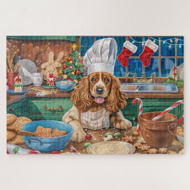 Quebra-cabeça Inglês Cocker Spaniel Baking: Natal (Horizontal)