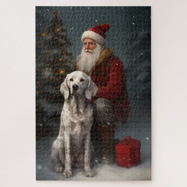 Quebra-cabeça Inglês Setado com Papai Noel Natal Festivo (Vertical)
