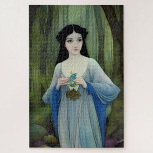 Quebra-cabeça Ink Wash Illustration of Beautiful Woman in Woods