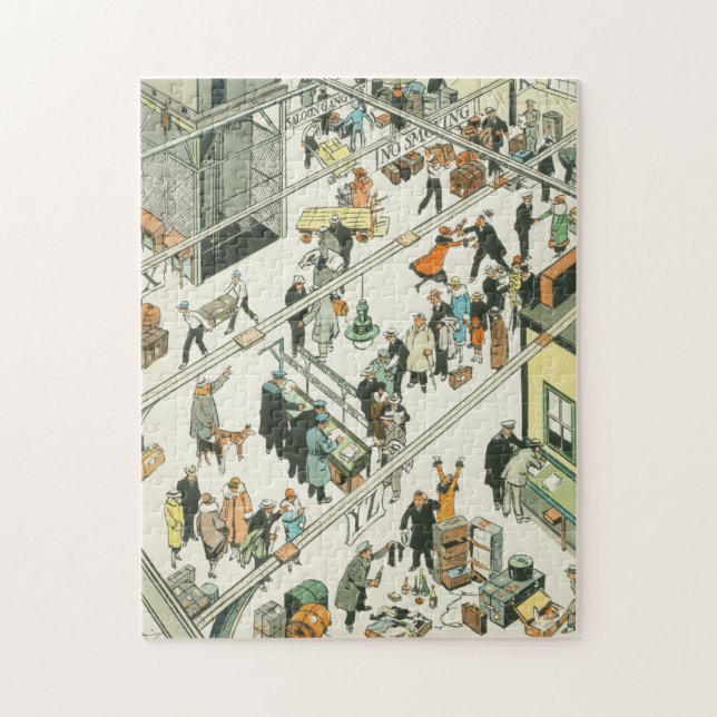 Quebra-cabeça Inspeção aduaneira, desenho animado de Tony Sarg (Vertical)