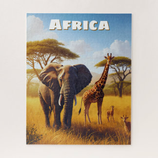 Quebra-cabeça Inspirador Majestoso Elefante Africano Girafa 