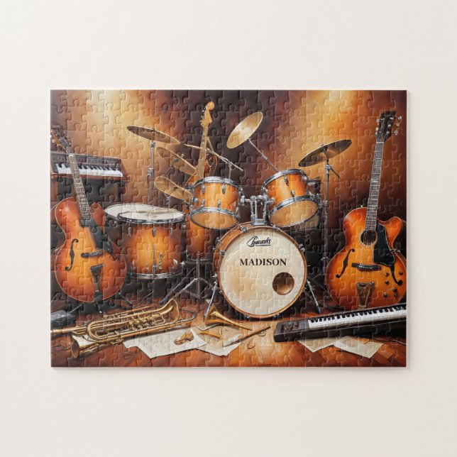 Quebra-cabeça Instrumentos Musicais de Nome Personalizado (Horizontal)