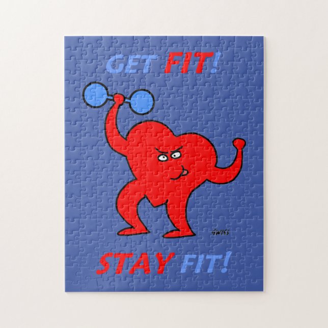 Quebra-cabeça Instrutor Cardio Malhação Cartoon Heart Exercer (Vertical)