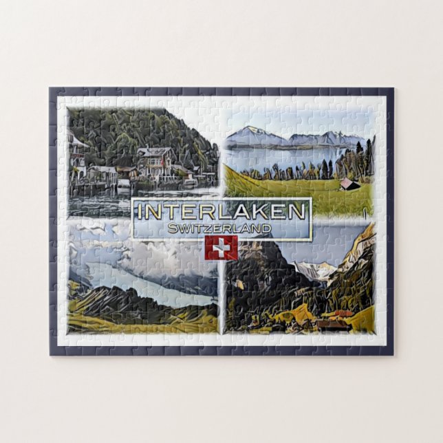 Quebra-cabeça Interlaken - Suiça - Mosaico - (Horizontal)