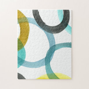 Quebra-cabeça Intertravando Círculos Amarelo e Azul