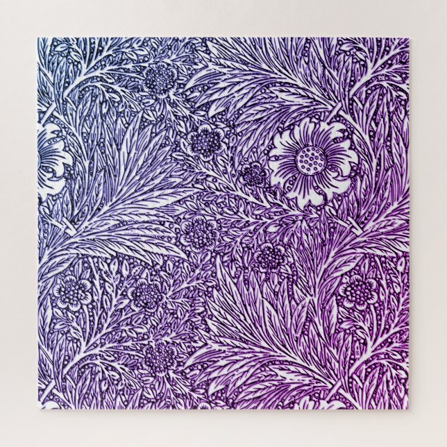 Quebra-cabeça Intrair Design floral em matizes roxos e brancos (Vertical)