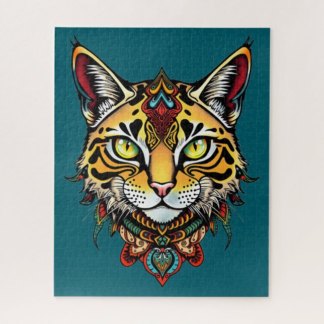 Quebra-cabeça Intrate Tribal Wildcat com Pat Colorido (Vertical)