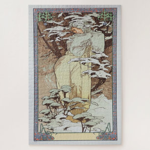 Quebra-cabeça Inverno 1900: Um Nouveau de Arte por Mucha
