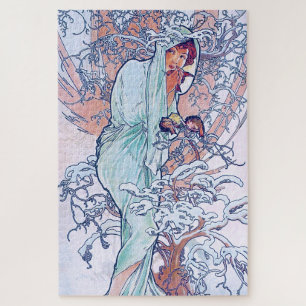 Quebra-cabeça Inverno (Quatro Assentos), Alphonse Mucha