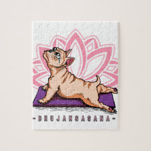 Quebra-cabeça Ioga do buldogue francês - pose de Bhujangasana -