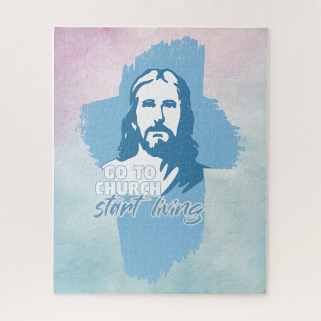 Quebra-cabeça Ir Para A Igreja..! Jesus Cristo. Christian Preach (Vertical)