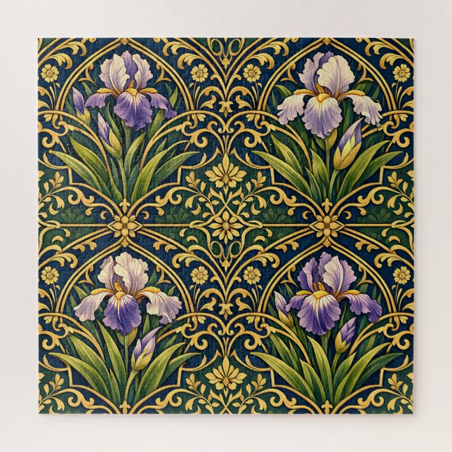 Quebra-cabeça Iris Floral Damask Art Nouveau (Vertical)