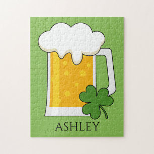 Quebra-cabeça Irish Beer Mug com Shamrock Clover   Personalizar