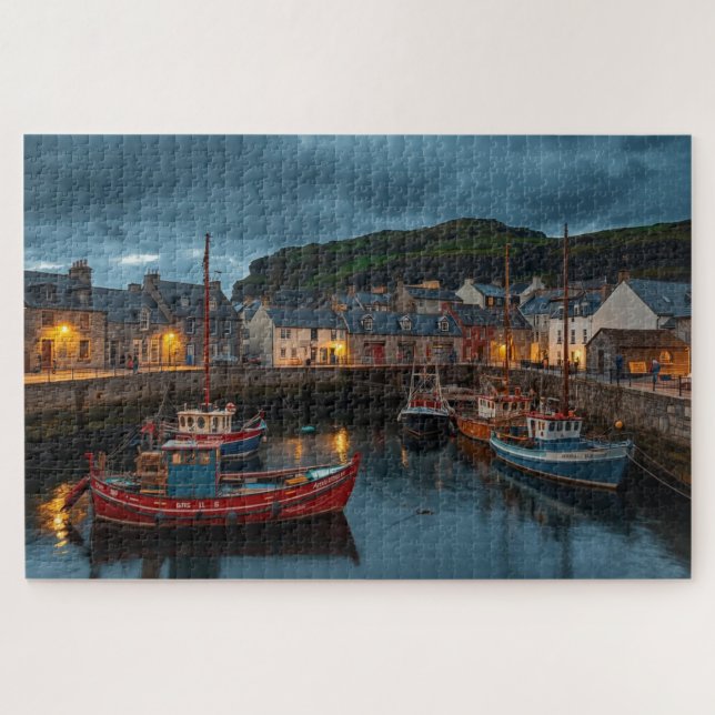 Quebra-cabeça Irish Coastal Harbor Town Jigsaw Puzzle (Horizontal)
