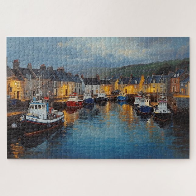 Quebra-cabeça Irish Coastal Harbor Town Jigsaw Puzzle (Horizontal)