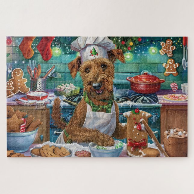 Quebra-cabeça Irish Terrier Holiday Baking: Natal Festivo (Horizontal)