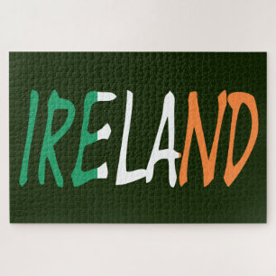 Quebra-cabeça Irlanda sobreposta à bandeira irlandesa 20x30 1014