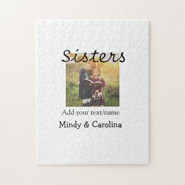 Quebra-cabeça Irmãs besties BFF adiciona nome de foto família (Vertical)