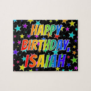 Quebra-cabeça "ISAIAH" Primeiro Nome, Diversão "FELIZ ANIVERSÁ