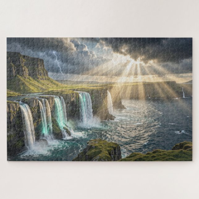 Quebra-cabeça Isle of Legends Coastal Waterfall Jigsaw Puzzle (Horizontal)