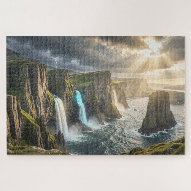 Quebra-cabeça Isle of Legends Coastal Waterfall Jigsaw Puzzle (Horizontal)