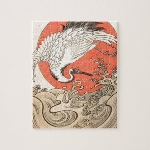 Quebra-cabeça Isoda Koryusai - guindaste, ondas e ascensão Sun